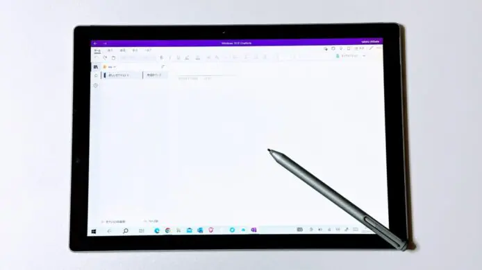 Surface Pro4でOnenoteで手書きメモをしようとしている